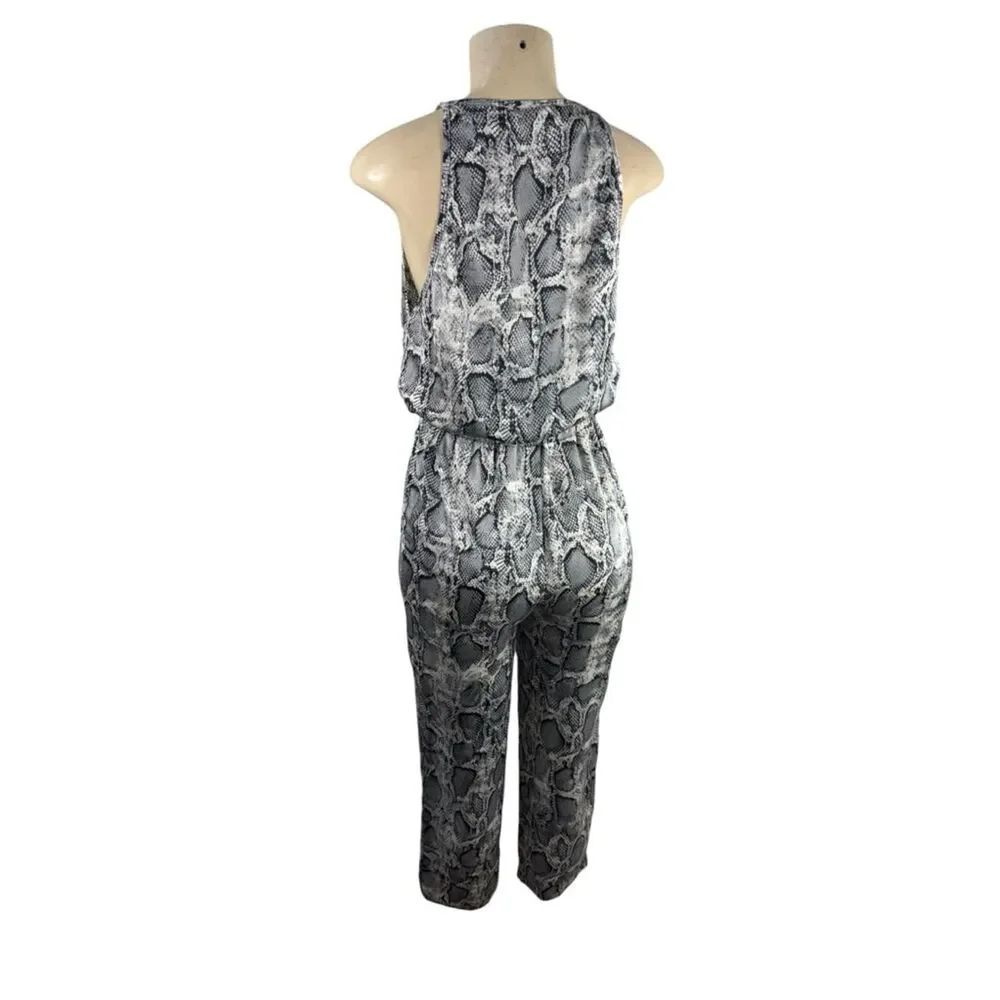 ANTHROPOLOGIE Bishop + Young Sleeveless Snake-Print Jumpsuit in Gray Size S - Picture 3 of 5